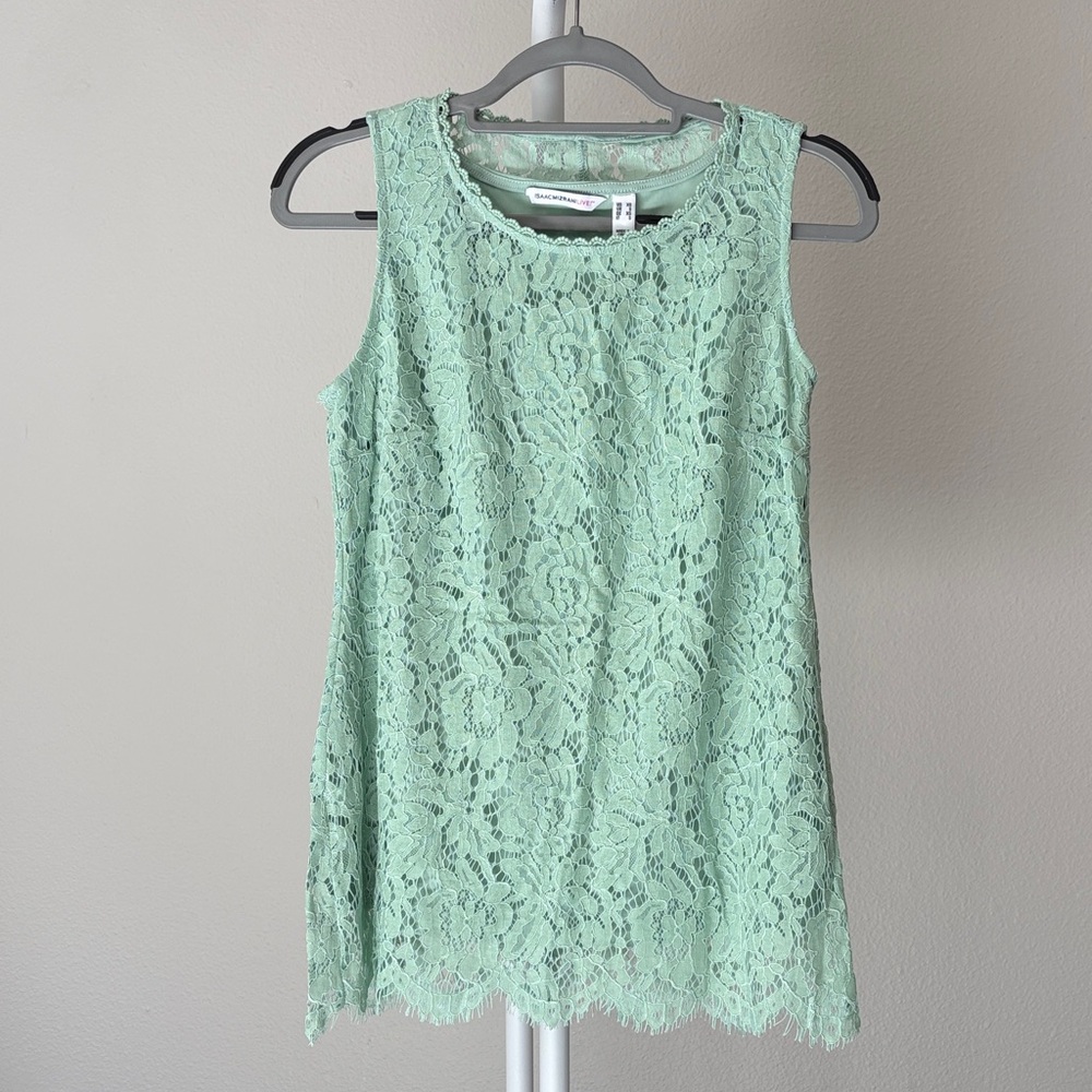 Isaac Mizrahi Light Green Lined Lace Tank Top
